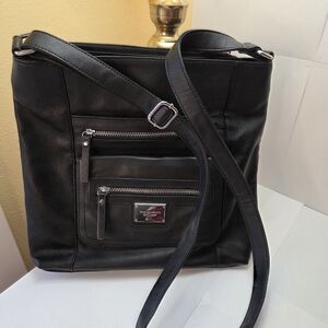 Tignanello Black Leather Shoulder Bag, Preloved